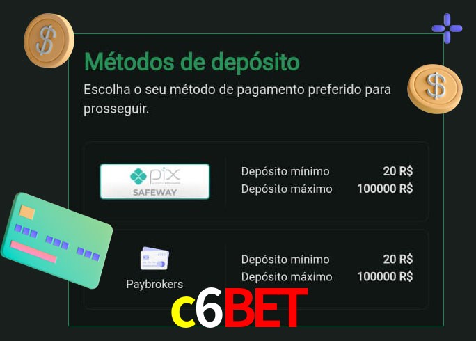 O cassino c6bet oferece uma grande variedade de métodos de pagamento